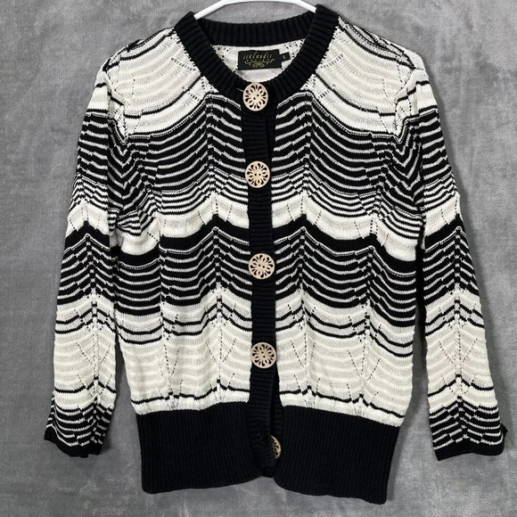 Vtg Icelandic Design Cardigan Size L Crochet Knit Teacher Career Grandma Cottage - Picture 1 of 7